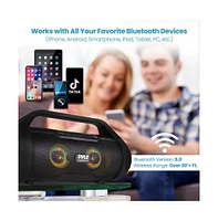 Pyle Portable Bluetooth BoomBox Speaker With Built-in Rgb Lights & Fm Radio, 500 Watt