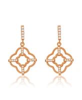 Suzy Levian New York Suzy Levian Rose Sterling Silver White Cubic Zirconia Trellis Filigree Drop Dangle Earrings