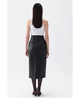 Nocturne Women's High Waist Faux Leather Skirt