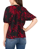 Sam & Jess Petite Puff-Sleeve V-Neck Blouse