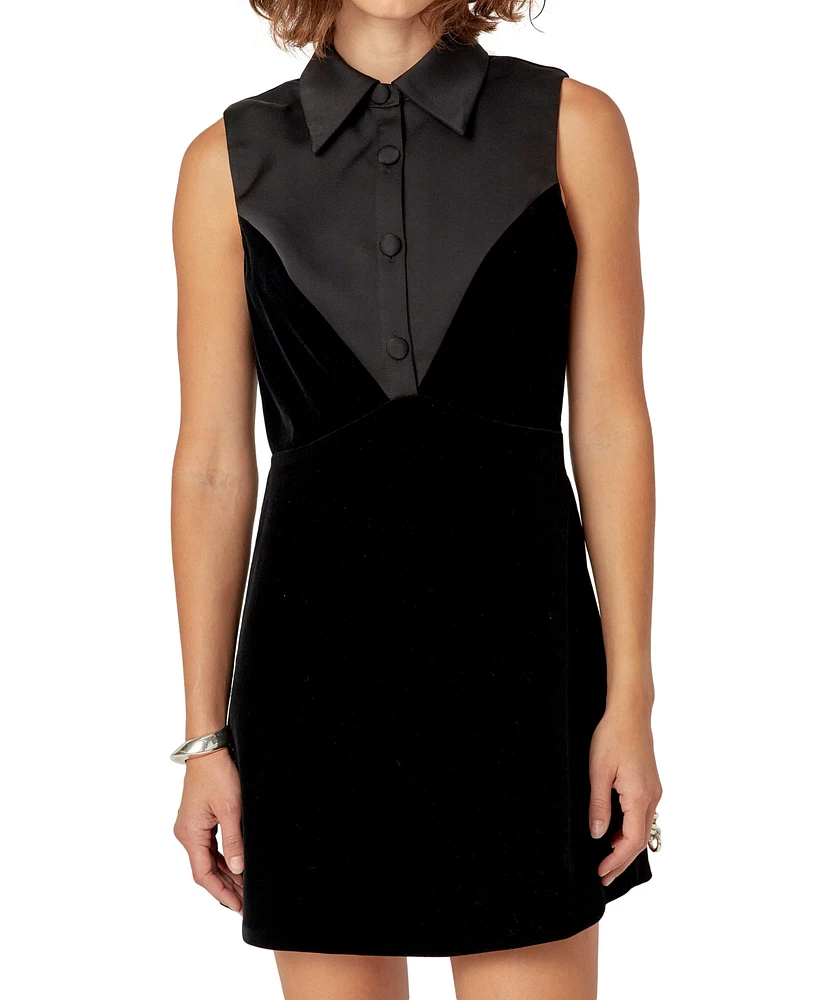 English Factory Women's Velvet Tuxedo Mini Dress