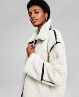 Now This Womens Sherpa Fleece Jacket Off The Shoulder Bodysuit Satin Sparkle Skirt Created For Macys