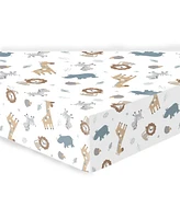 Sammy & Lou Safari Squad 3PK Microfiber Fitted Crib Sheet Set by