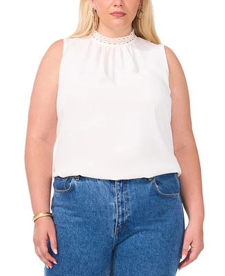 Vince Camuto Plus Size Lace-Trim Sleeveless Blouse