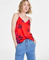 On 34th Women's Printed Satin V-Neck Tank, Created for Macy's