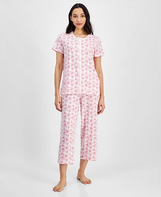 Charter Club Women's 2-Pc. Cotton Printed Cropped Pajamas Set, Created for Macy's