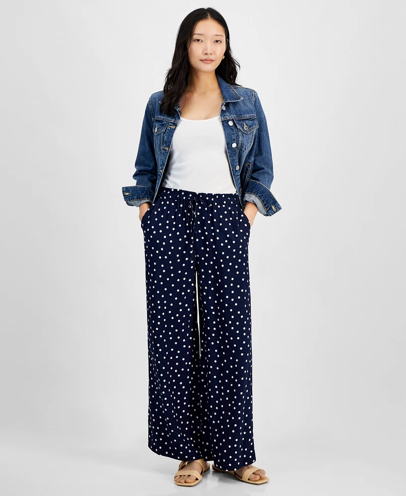On 34th Women's Printed Drawstring Wide-Leg Pants