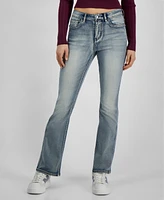 Dollhouse Juniors' High-Rise Embellished-Pocket Bootcut Jeans