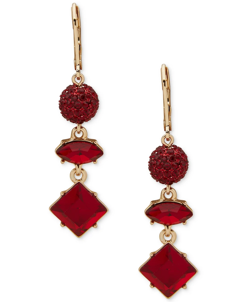 Karl Lagerfeld Paris Pave Fireball & Mixed-Cut Crystal Triple Drop Earrings