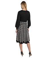 Jessica Howard Women's Printed-Skirt Sweater Dress