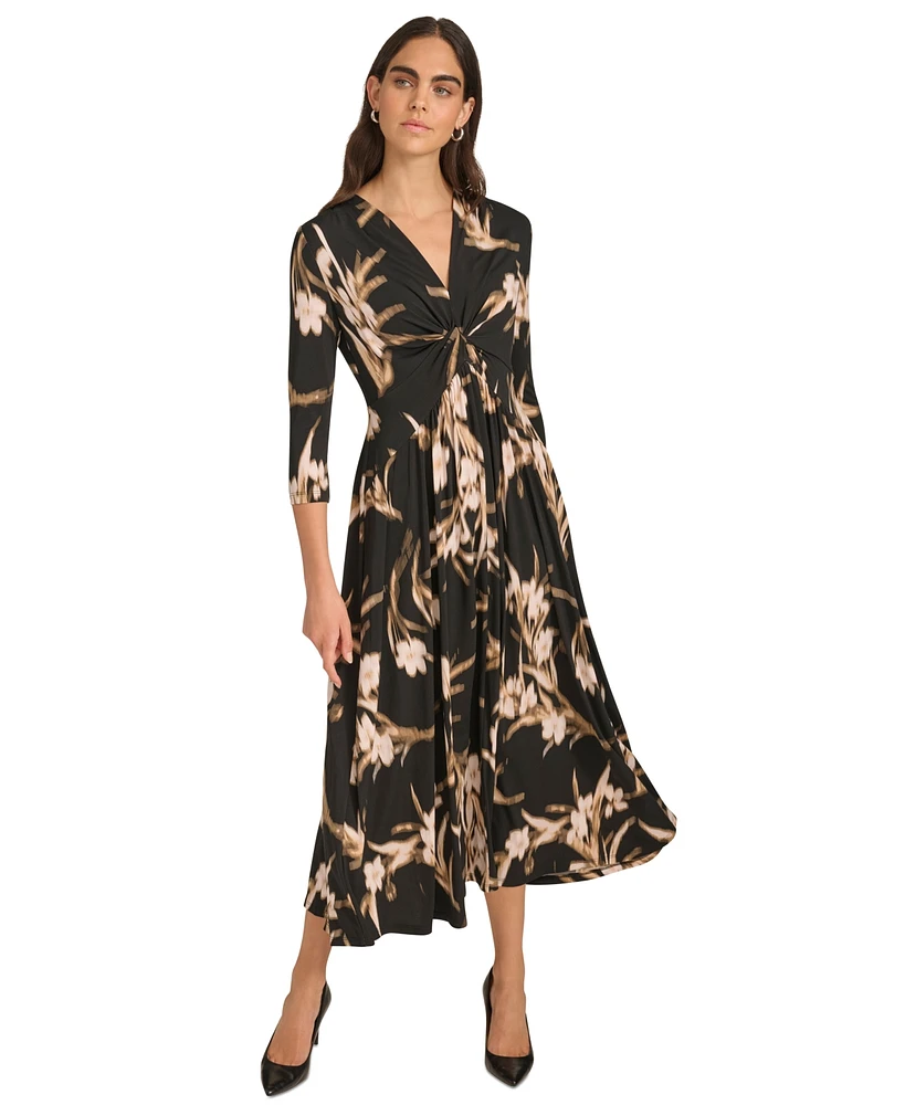 Calvin Klein Women's Printed 3/4-Sleeve Midi Dress