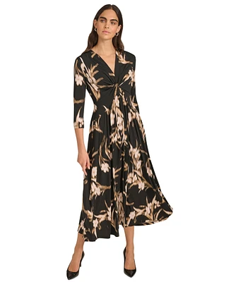 Calvin Klein Women's Printed 3/4-Sleeve Midi Dress