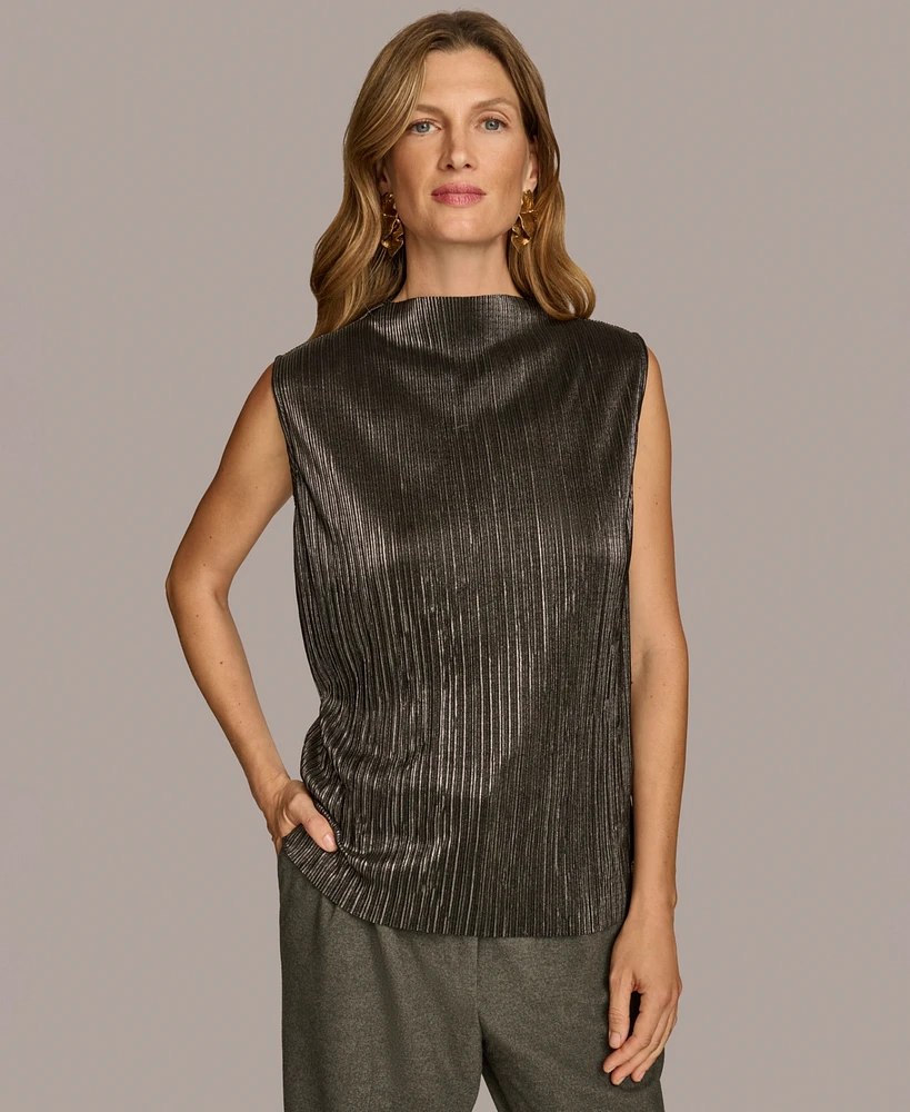 Donna Karan New York Women's High-Neck Metallic Top