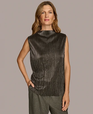 Donna Karan New York Women's High-Neck Metallic Top