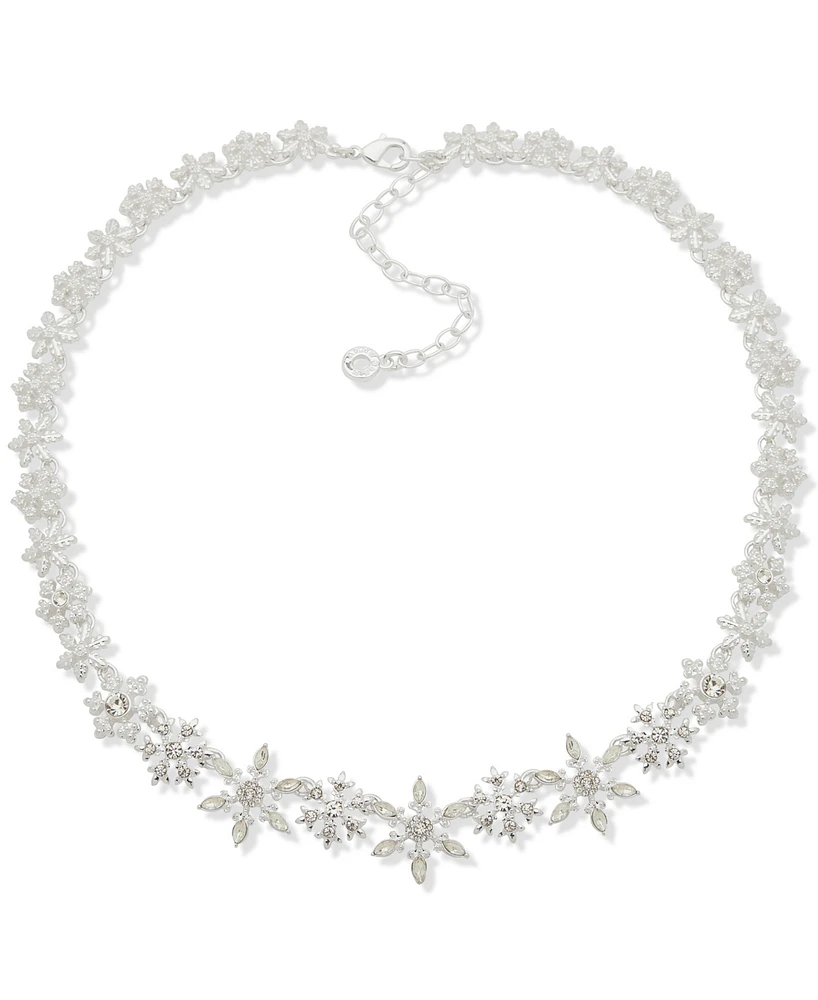 Anne Klein Silver-Tone Crystal Snowflake Statement Necklace, 16" + 3" extender