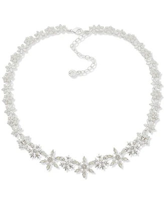 Anne Klein Silver-Tone Crystal Snowflake Statement Necklace, 16" + 3" extender