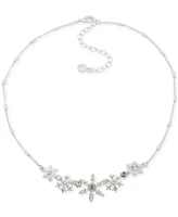 Anne Klein Silver-Tone Crystal Snowflake Statement Necklace, 36" + 3" extender