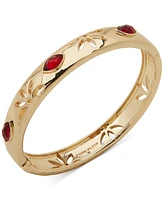 Anne Klein Gold-Tone Color Stone & Flower Cutout Bangle Bracelet