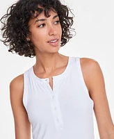 On 34th Women's Ribbed Henley Sleeveless Tank Top, Exclusively at Macy's