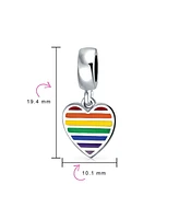 Bling Jewelry Inspirational Heart Rainbow Symbol Dangle Charm Bead For Women Sterling Silver Fits European Bracelet