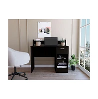 Depot E-Shop Vera Computer Desk with Top Open Shelf, 1-Drawer and 2-Storage Shelves