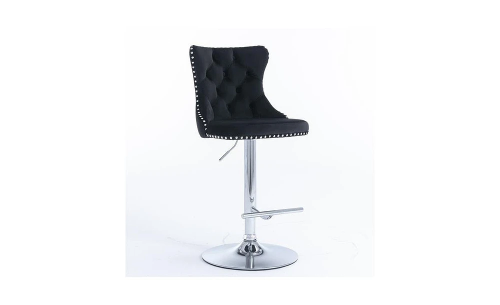 Slickblue Swivel Velvet Barstools Adjustable Seat Height 25-33 Inches, Stylish and Comfortable Furniture