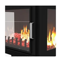 Slickblue 24-Inch Electric Fireplace Stove: Freestanding Heater with Realistic Flame & Adjustable Temperature - Black
