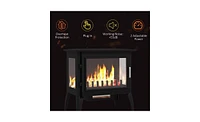 Slickblue 24-Inch Electric Fireplace Stove: Freestanding Heater with Realistic Flame & Adjustable Temperature - Black