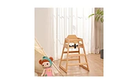 Slickblue Big Boys Wooden Double Solid Wood Feeding Chair: Portable High Chair, Easy to Clean Baby Booster in Natural Finish