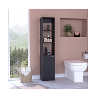 Depot E-Shop Leben Linen Single Door Cabinet, Three External Shelves, Two Interior Shelves