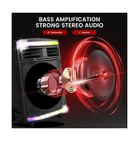Pyle 10” Bluetooth Pa Speaker System With Rechargeable Battery, Party Lights & Fm Radio, 600 Watt