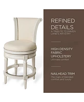 Maven Lane Pullman Counter Stool in White Oak w/ Natural Color Fabric Upholstery