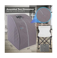 SereneLife Compact & Portable Infrared Sauna With Foldable Chair and Foam Floor Cushion (Gray)