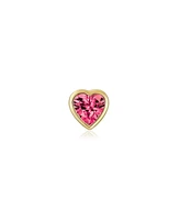 Bling Jewelry Tiny Cubic Zirconia Cartilage Ear Lobe Piercing Yellow 14K Gold Cz Halo Heart Stud Earring 1 Piece For Women Helix Daith Screw Back 4MM