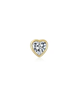 Bling Jewelry Tiny Cubic Zirconia Cartilage Ear Lobe Piercing Yellow 14K Gold Cz Halo Heart Stud Earring 1 Piece For Women Helix Daith Screw Back 4MM