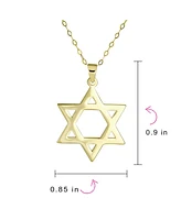 Bling Jewelry Solid 14K Yellow Gold Unisex Amulet Spiritual Protection Symbol Traditional Religious Magen Judaic Hanukkah Intertwined Star Of David Ne