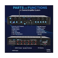 Pyle Bluetooth Home Audio Source Amplifier With Fm Radio, MP3/Usb/Sd/Aux Playback, 6-Channel, 600 Watt