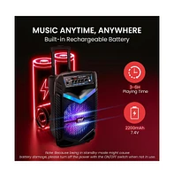 Pyle 10” Bluetooth Portable Pa Speaker With Rechargeable Battery, Party Lights & Microphone, 600 Watt