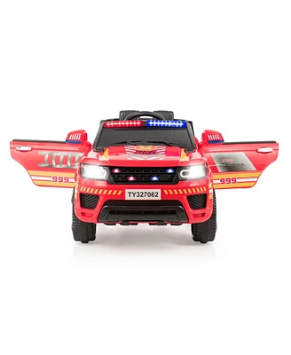 Costway Kids 12V Electric Ride On Car Police Car with Remote Control Lights/Sounds