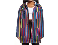 Cross Colours Men's Stripe Hooded Barn Jacket