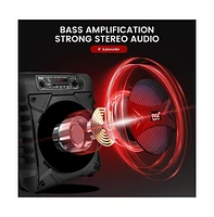 Pyle 8” Bluetooth Portable Pa Speaker With Rechargeable Battery & Party Lights, 300 Watt