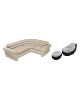 Intex Inflatable Corner Living Room Neutral Sectional Sofa & Lounge Chair Set