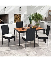 Gymax Pe Wicker Patio Chairs Set of Outdoor Dining Chairs w/ Cushions Off White