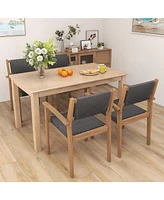 Gymax Stackable Dining Chair Set of 4 w/ Breathable Backrest Adjustable Foot Pads