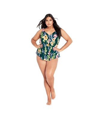 Avenue Plus 3 Tiered Print Tankini Top