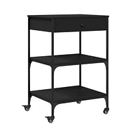 vidaXL Kitchen Trolley Black 23.6"x18.9"x35.2" Engineered Wood