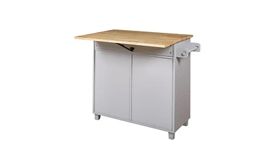 Slickblue Rolling Kitchen Island with Storage: Rubber Wood Top, Spacious Drawer Divider, Internal Storage Rack