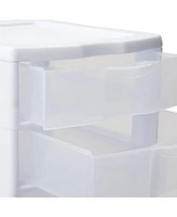 Sterilite Clearview Small Plastic 5 Drawer Desktop Storage System, 4 Pack, White