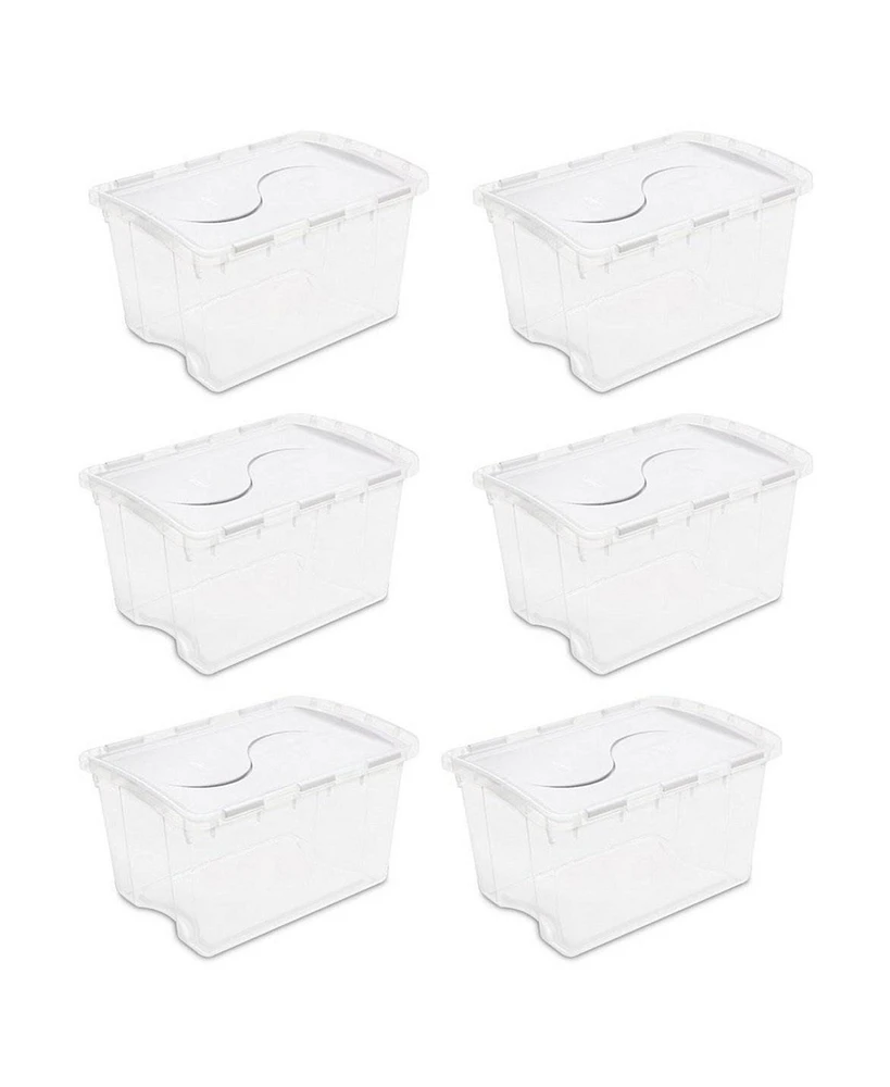 Sterilite 48 Quart Hinged Lid Storage Box Plastic Stackable Bin with Lid, 6 Pack