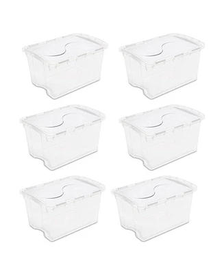 Sterilite 48 Quart Hinged Lid Storage Box Plastic Stackable Bin with Lid, 6 Pack